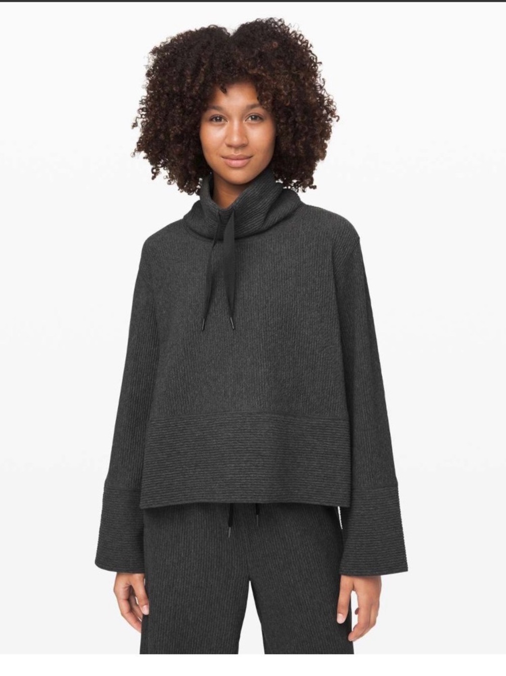 LULULEMON RETREAT YOURSELF PULLOVER IN HEATHERED CORE DARK GREY SIZE M/LG